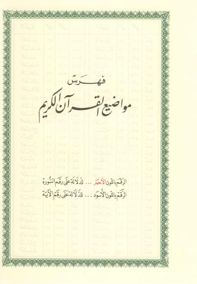 غلاف كتاب فهرس مواضيع القرآن الكريم (في آخر المصحف الشريف)