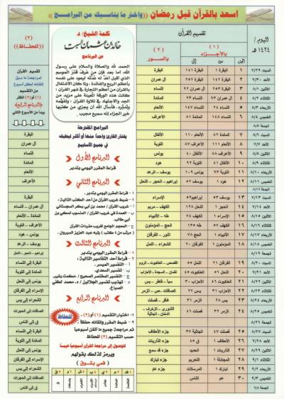 غلاف كتاب اسعد بالقرآن ( جداول مقترحة للقرءاة والمراجعة )