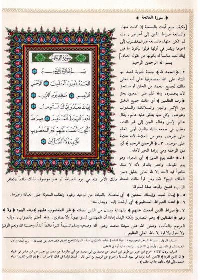غلاف كتاب القرآن الكريم بالرسم العثماني وبهامشه تفسير الإمامين الجليلين، مُذيلاً بكتاب لباب النقول في أسباب النزول