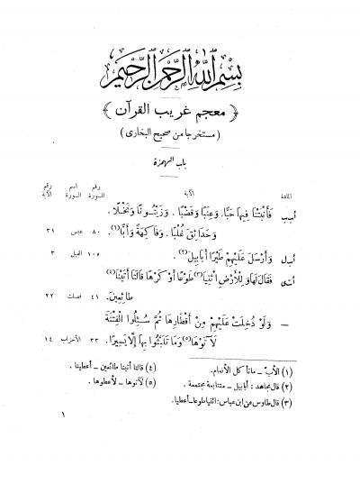 غلاف كتاب معجم غريب القرآن مستخرجاً من صحيح البخاري
