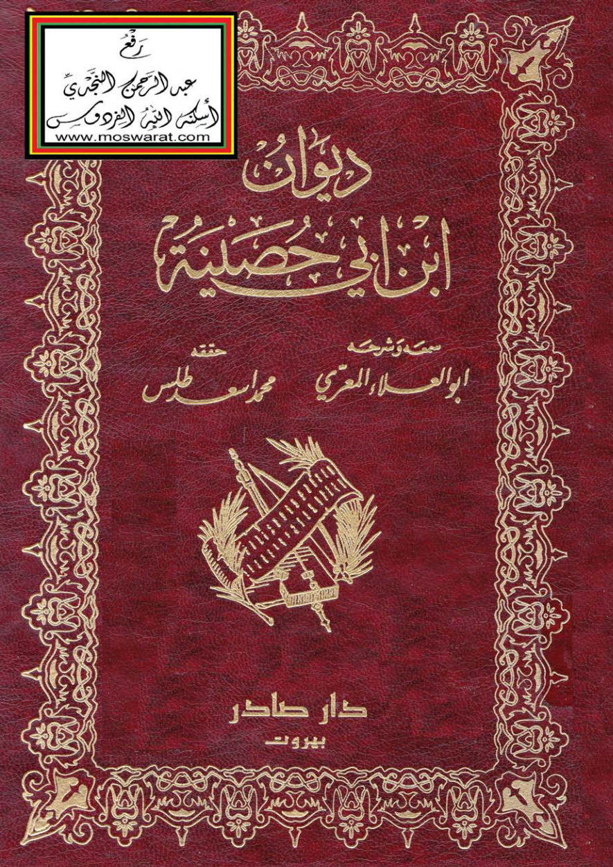 غلاف كتاب ديوان (الأمير) ابن أبي حصينة - سمعه وشرحه أبو العلاء المعري (مجلدان)
