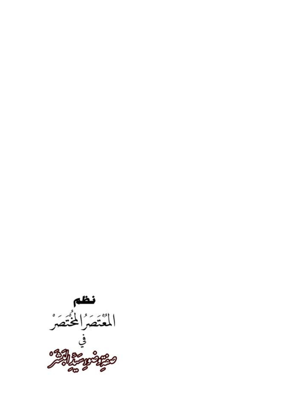 غلاف كتاب نظم المعتصر المختصر في صفة وضوء سيد البشر - محمد البلالي