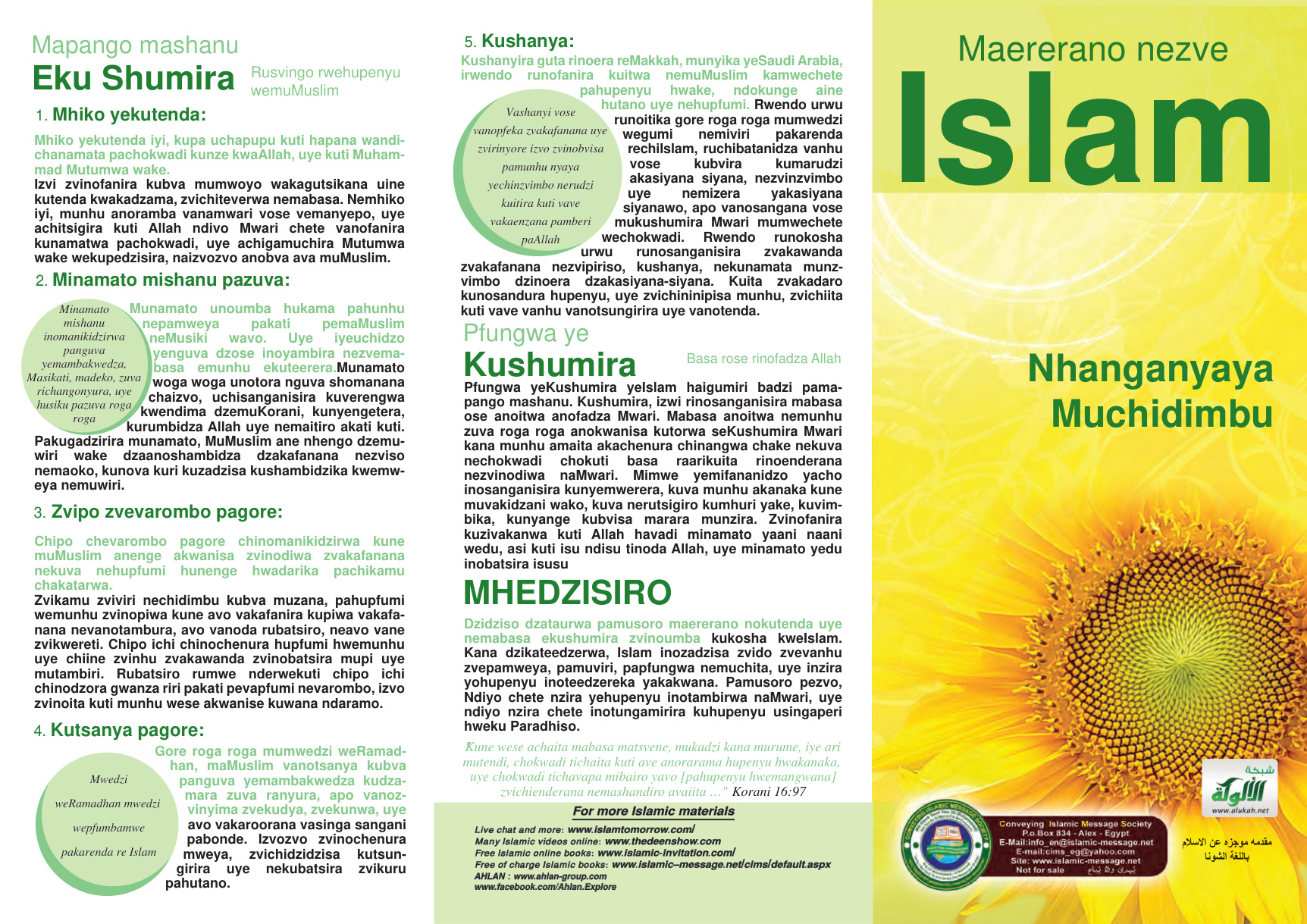 غلاف كتاب Maererano Nezve Islam  مقدمة موجزة عن الإسلام بلغة الشونا (PDF)