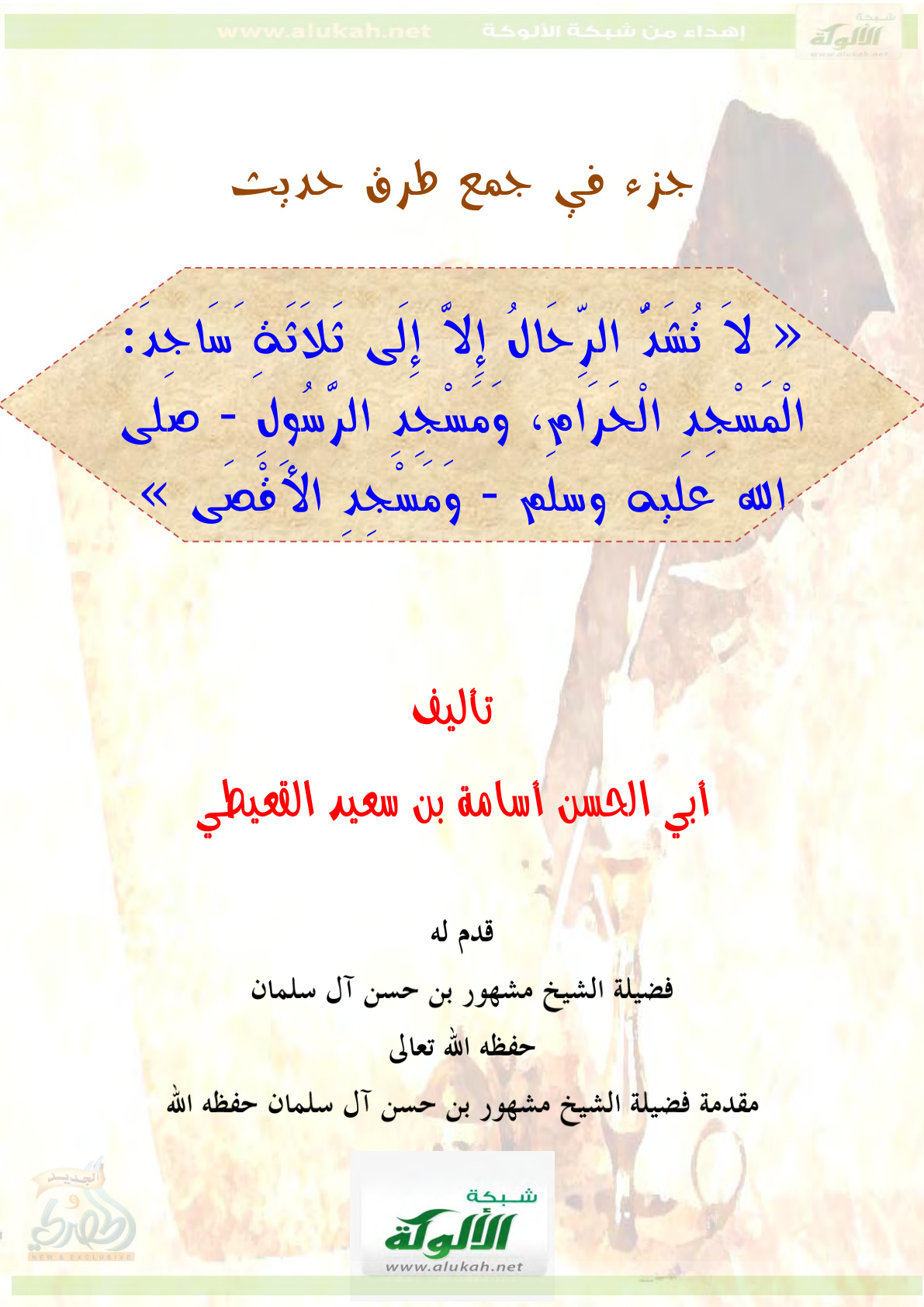 غلاف كتاب جزء في جمع طرق حديث: لا تشد الرحال إلا لثلاثة مساجد .. (PDF)